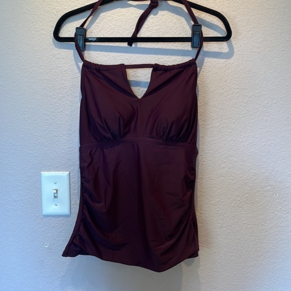 New Kona Sol High Neck Keyhole Tankini Top Plum Color Size Medium NWT